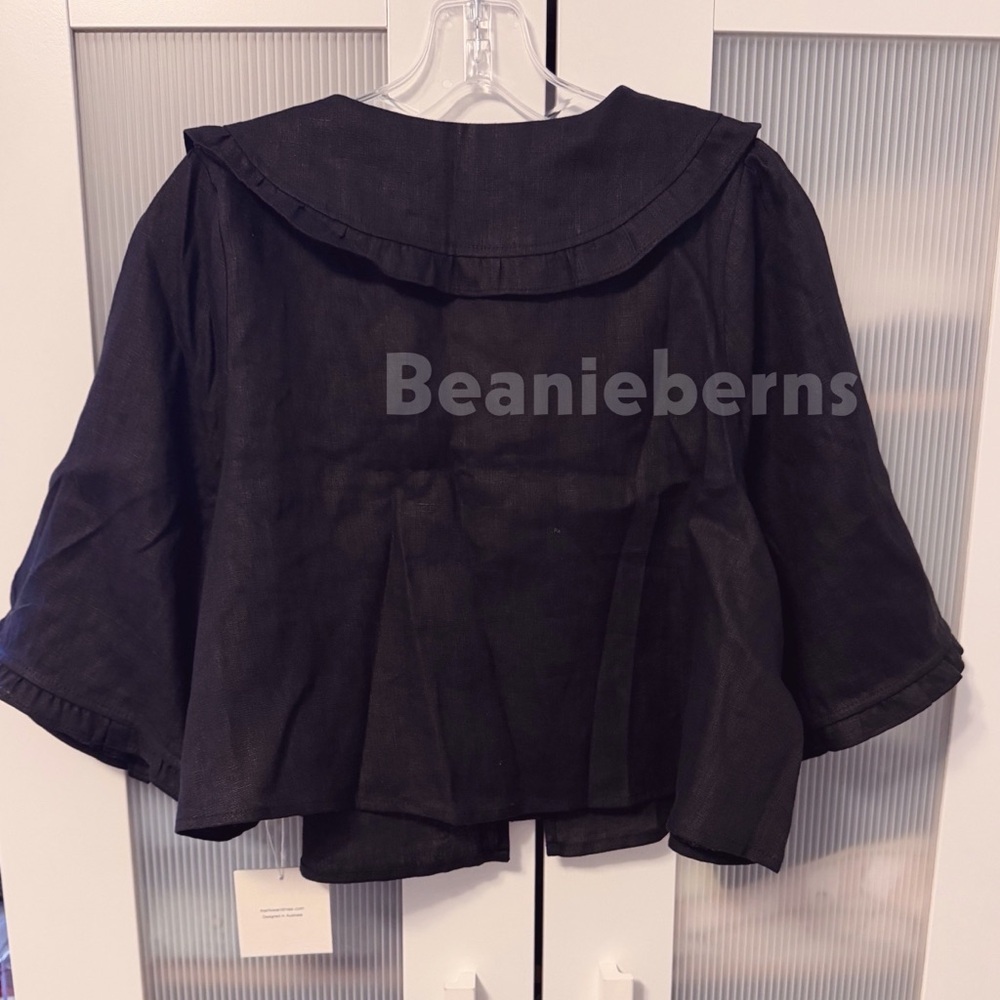 NWT Marlow and Mae 100% Linen Sylvie Blouse in Black Size S - Picture 5 of 11